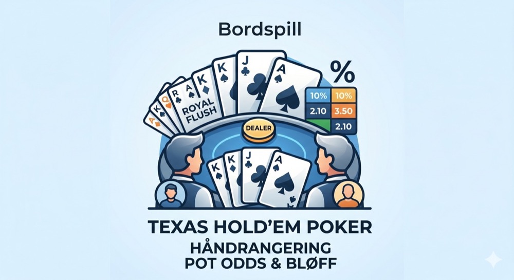 Poker: Texas Hold'em fra A til Å – håndrangering, pot odds og bløff